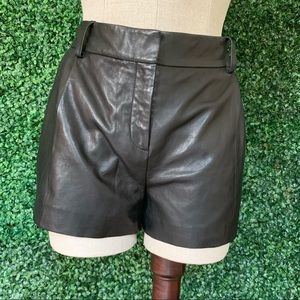 DVF Black Leather Shorts